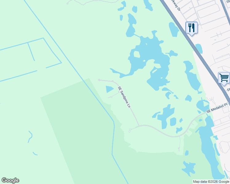 map of restaurants, bars, coffee shops, grocery stores, and more near 9804 Southeast Sandpine Lane in Hobe Sound