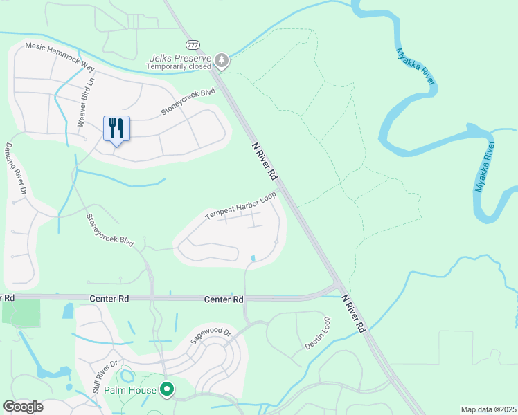 map of restaurants, bars, coffee shops, grocery stores, and more near 13092 Tiger Eye Drive in Venice