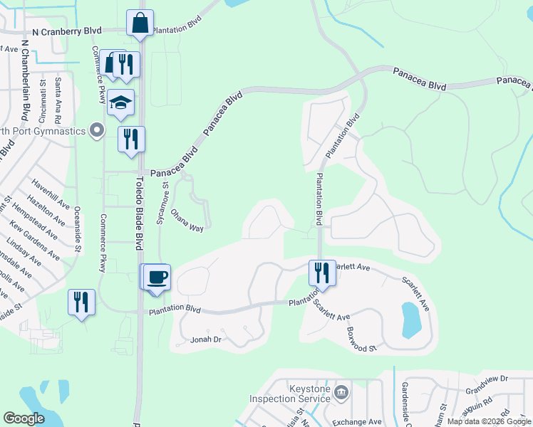 map of restaurants, bars, coffee shops, grocery stores, and more near 1943 Scarlett Avenue in North Port