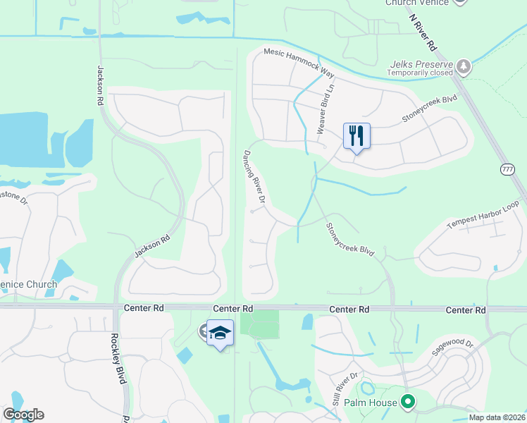 map of restaurants, bars, coffee shops, grocery stores, and more near 11489 Tinder Court in Venice