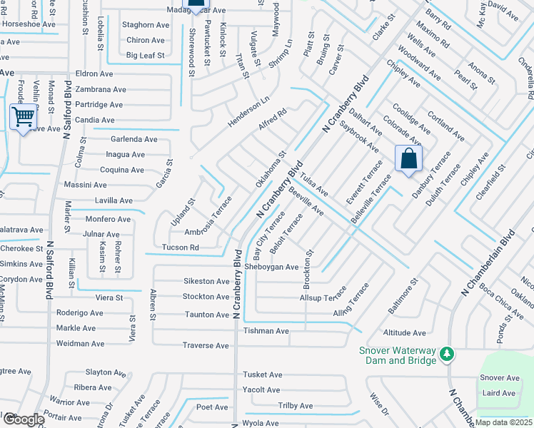 map of restaurants, bars, coffee shops, grocery stores, and more near 3218 North Cranberry Boulevard in North Port