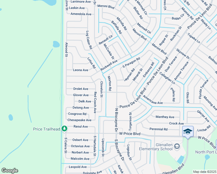 map of restaurants, bars, coffee shops, grocery stores, and more near 2397 Morton Road in North Port