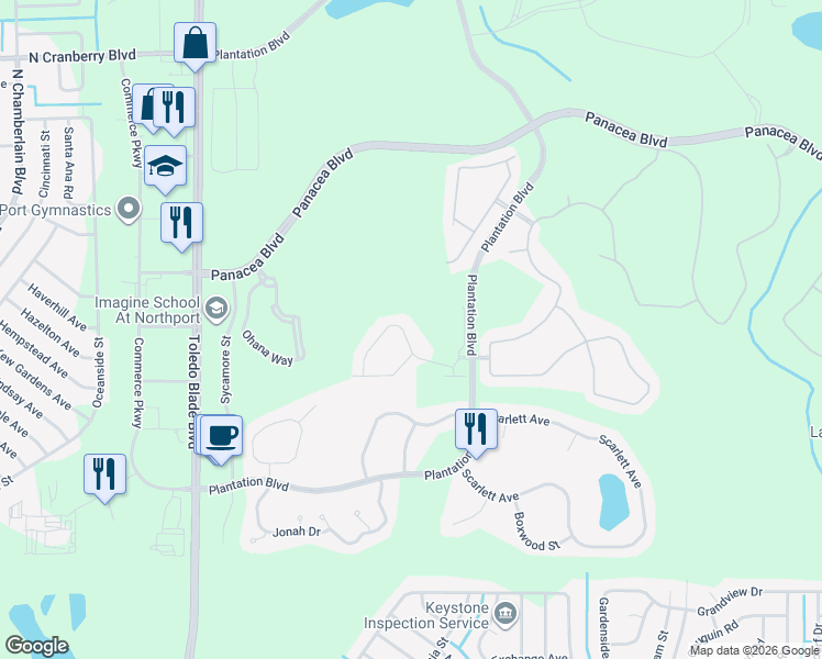 map of restaurants, bars, coffee shops, grocery stores, and more near 1943 Scarlett Avenue in North Port
