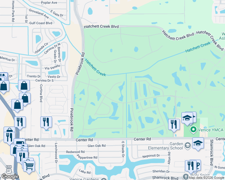 map of restaurants, bars, coffee shops, grocery stores, and more near 822 Blue Crane Drive in Venice