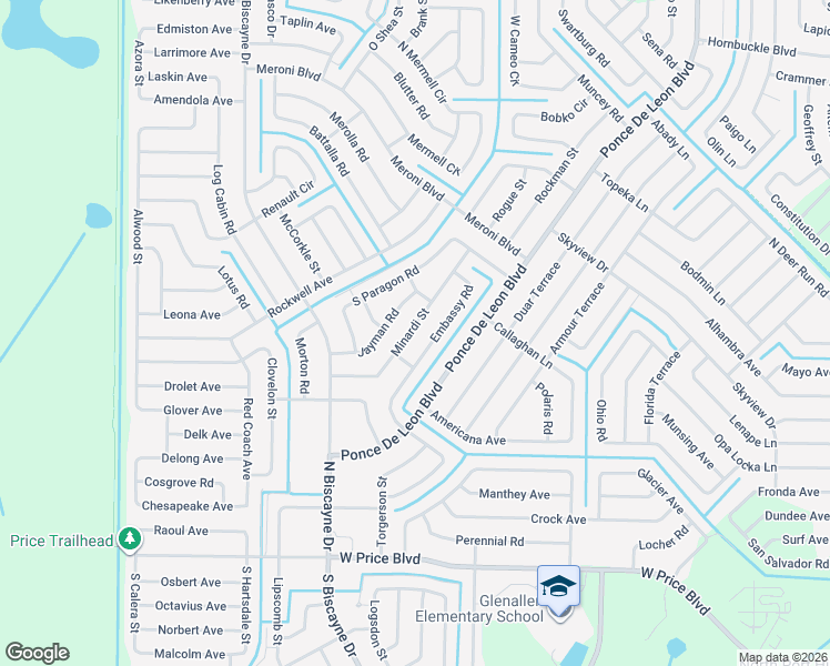 map of restaurants, bars, coffee shops, grocery stores, and more near 7620 Minardi Street in North Port