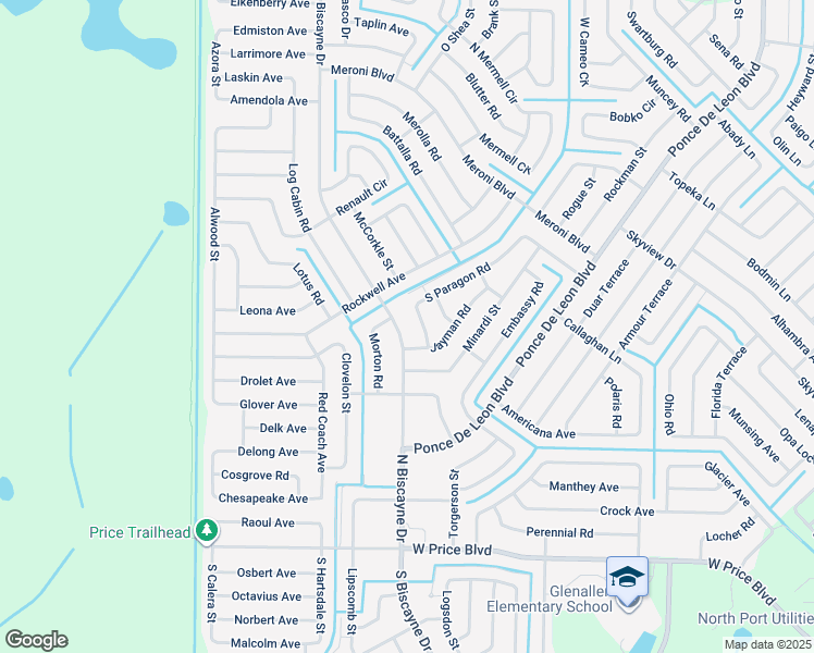 map of restaurants, bars, coffee shops, grocery stores, and more near 2598 North Biscayne Drive in North Port