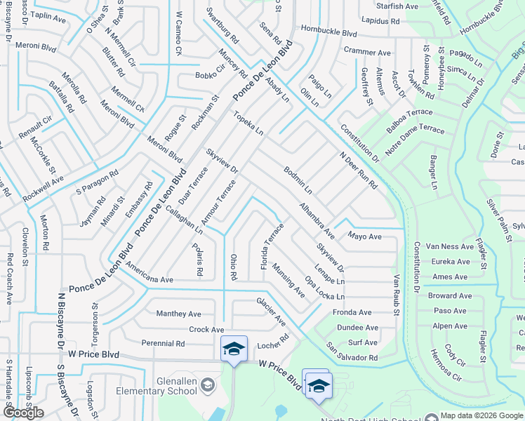 map of restaurants, bars, coffee shops, grocery stores, and more near 6876 North Ohio Road in North Port