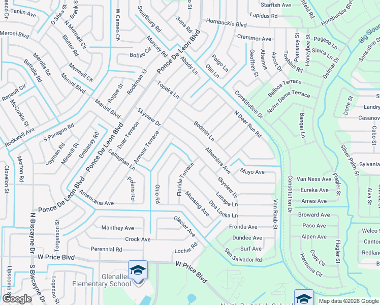 map of restaurants, bars, coffee shops, grocery stores, and more near 6531 Skyview Dr in North Port