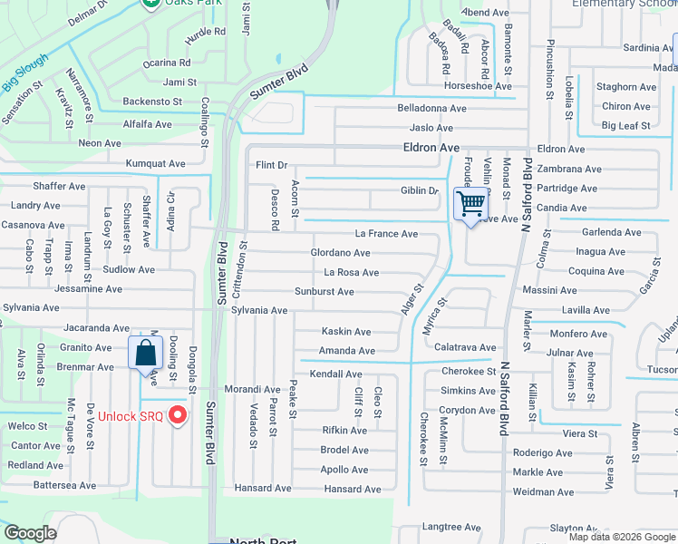 map of restaurants, bars, coffee shops, grocery stores, and more near 4435 Glordano Avenue in North Port
