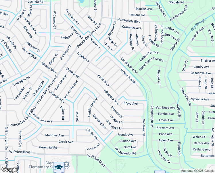 map of restaurants, bars, coffee shops, grocery stores, and more near 6345 Bodmin Lane in North Port