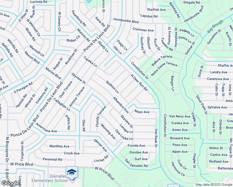 map of restaurants, bars, coffee shops, grocery stores, and more near 6345 Bodmin Lane in North Port