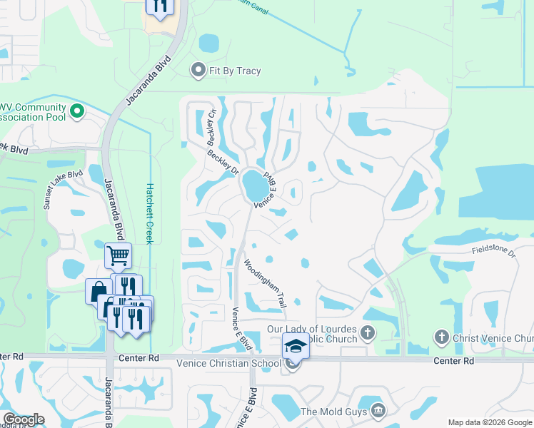map of restaurants, bars, coffee shops, grocery stores, and more near 488 Pendleton Place in Venice