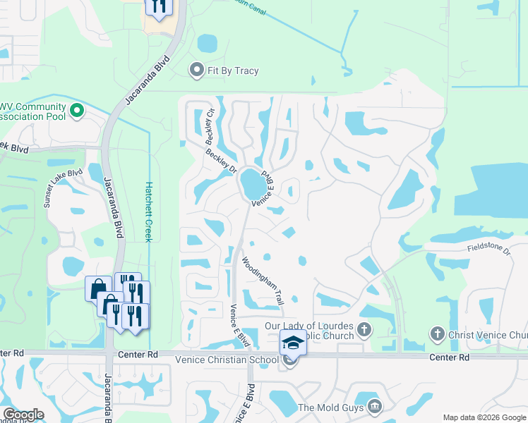 map of restaurants, bars, coffee shops, grocery stores, and more near 488 Pendleton Place in Venice