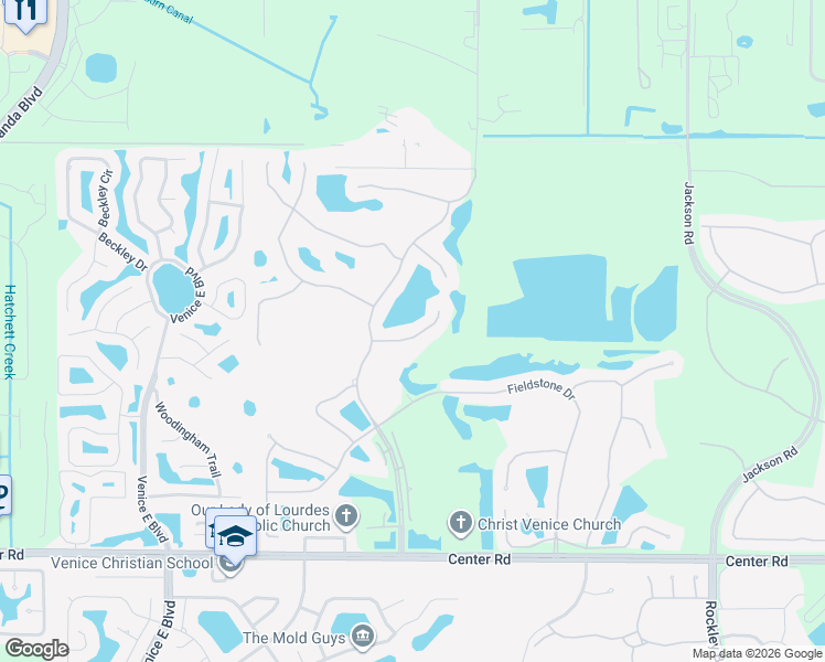 map of restaurants, bars, coffee shops, grocery stores, and more near 309 Stone Briar Creek Drive in Venice