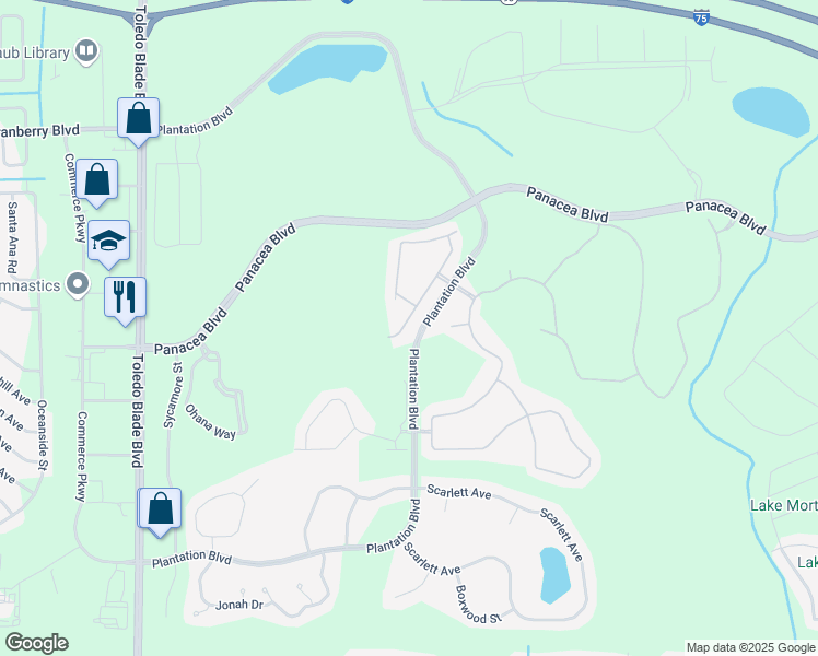 map of restaurants, bars, coffee shops, grocery stores, and more near 2498 Oswego Drive in North Port