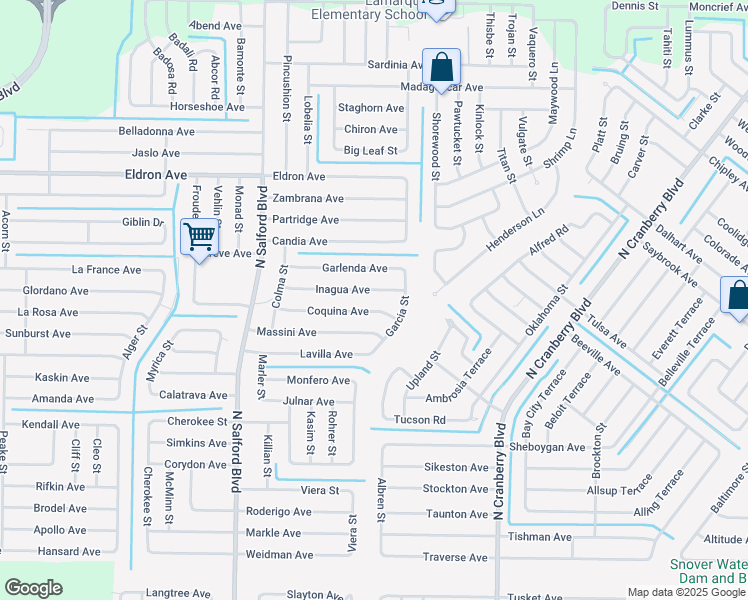 map of restaurants, bars, coffee shops, grocery stores, and more near 3641 Inagua Avenue in North Port