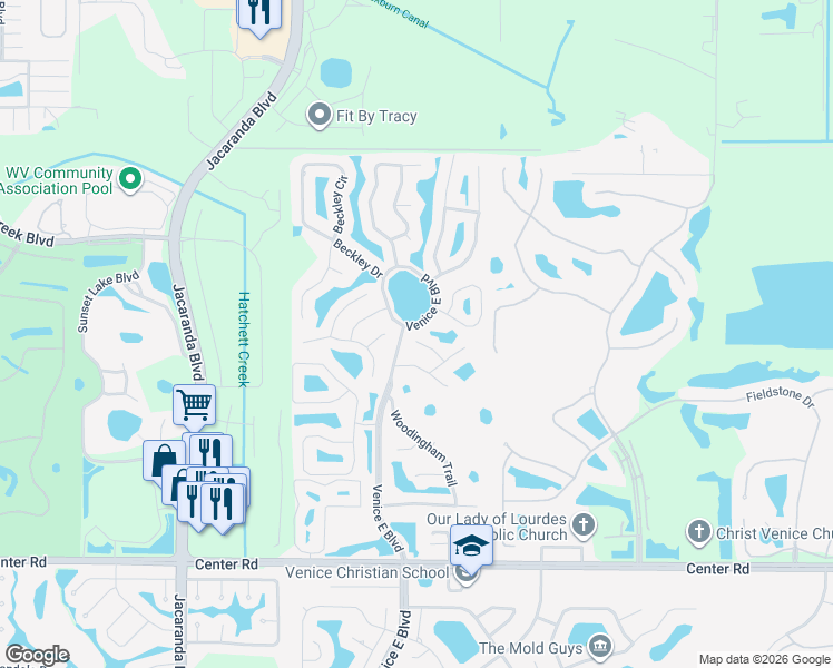 map of restaurants, bars, coffee shops, grocery stores, and more near 488 Pendleton Place in Venice