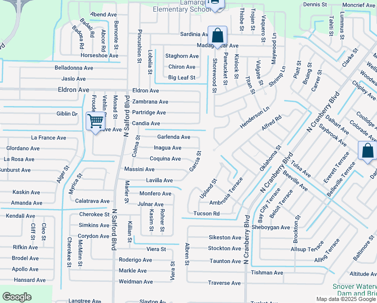 map of restaurants, bars, coffee shops, grocery stores, and more near 3641 Inagua Avenue in North Port