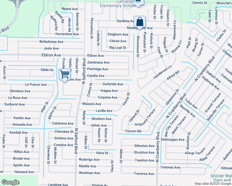 map of restaurants, bars, coffee shops, grocery stores, and more near 3641 Inagua Avenue in North Port