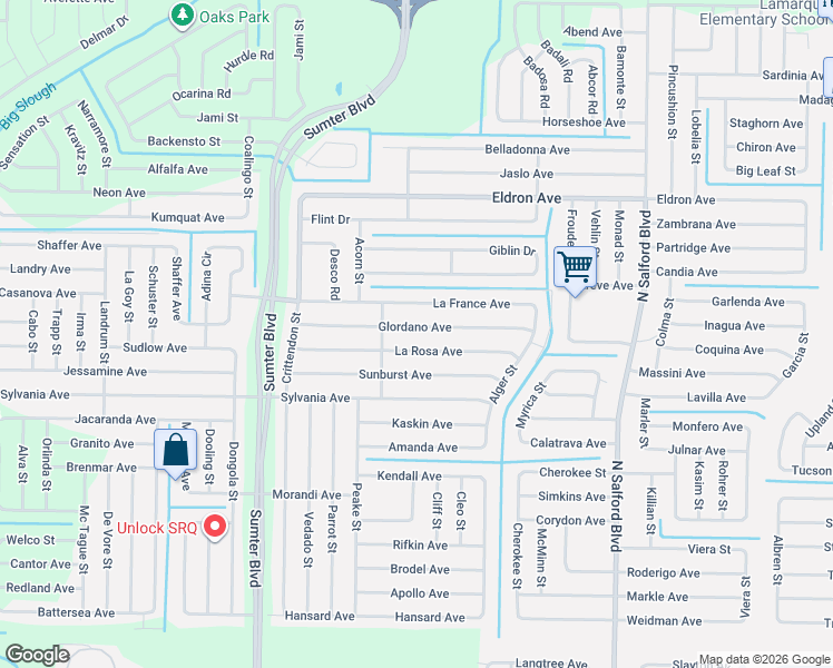 map of restaurants, bars, coffee shops, grocery stores, and more near 4435 Glordano Avenue in North Port