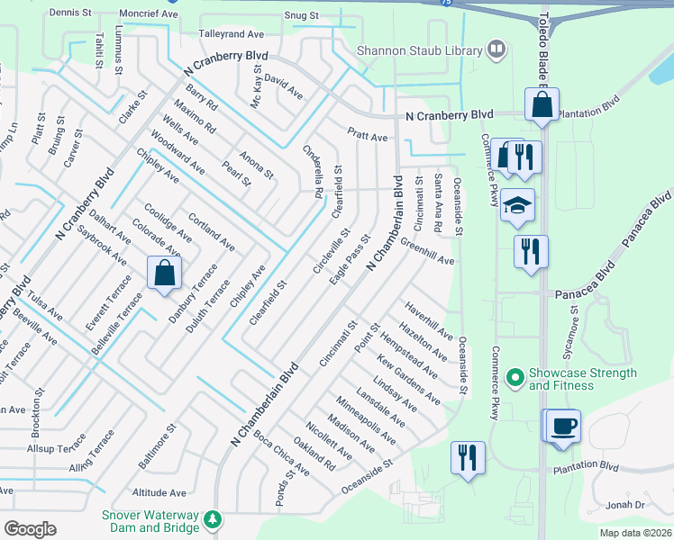 map of restaurants, bars, coffee shops, grocery stores, and more near 2126 Hamilton Avenue in North Port