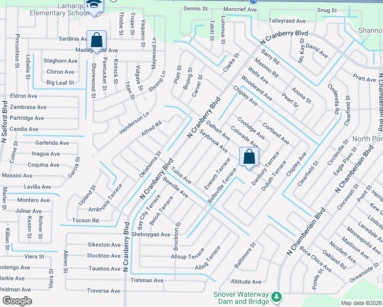 map of restaurants, bars, coffee shops, grocery stores, and more near 3605 Brownwood Terrace in North Port
