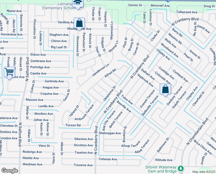 map of restaurants, bars, coffee shops, grocery stores, and more near 3148 Vineland Avenue in North Port