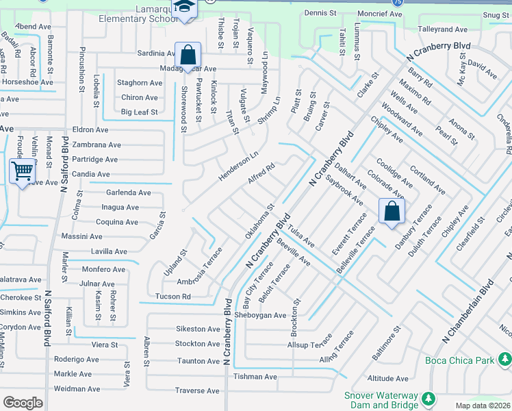 map of restaurants, bars, coffee shops, grocery stores, and more near 3148 Vineland Avenue in North Port