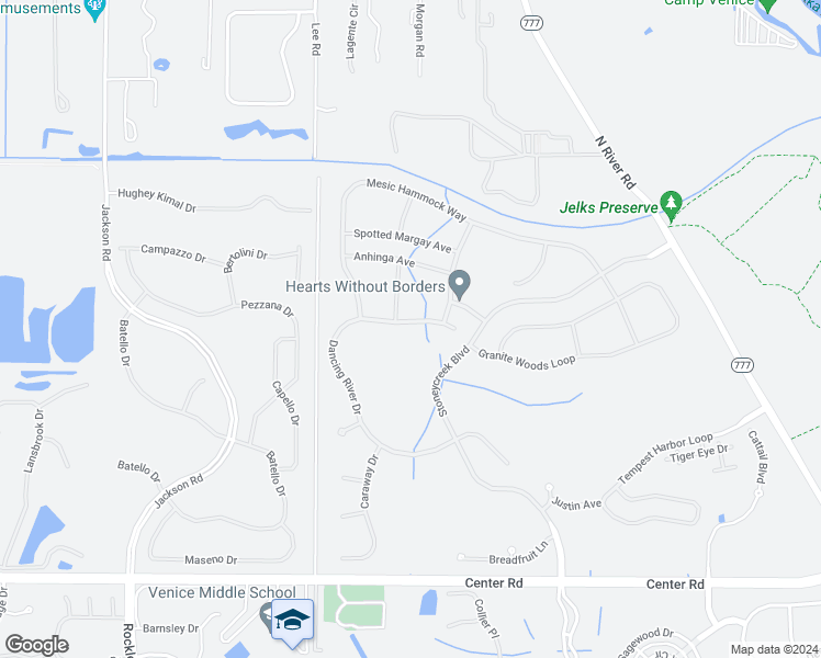 map of restaurants, bars, coffee shops, grocery stores, and more near 11607 Dancing River Drive in Venice