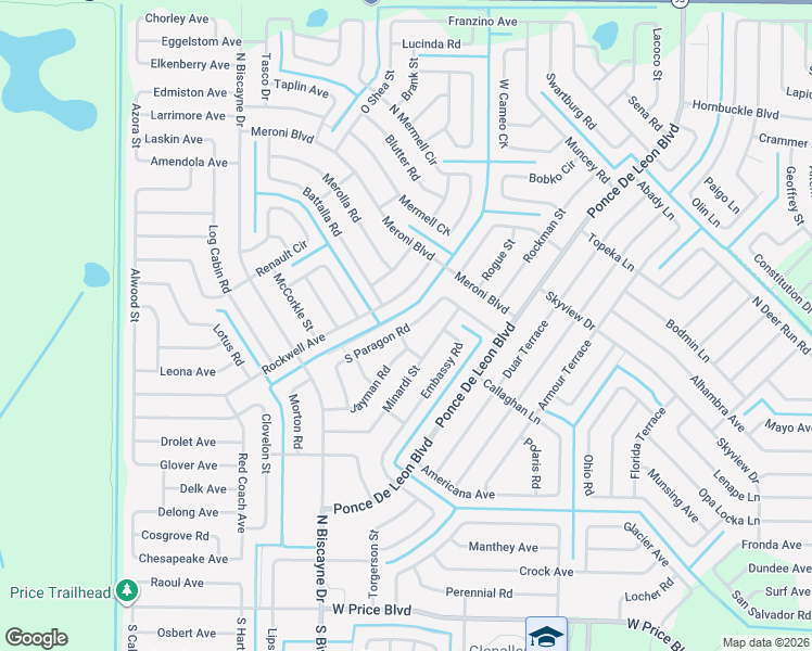 map of restaurants, bars, coffee shops, grocery stores, and more near 7565 Rockwell Avenue in North Port