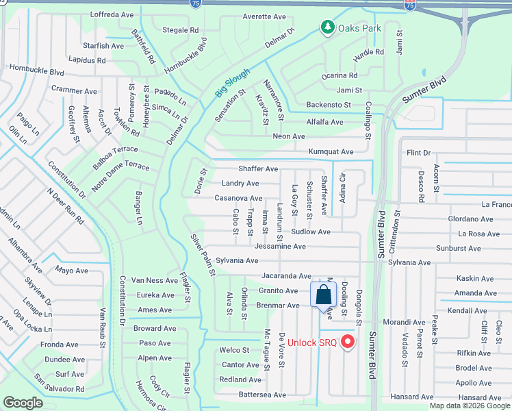 map of restaurants, bars, coffee shops, grocery stores, and more near 3387 Irma Street in North Port