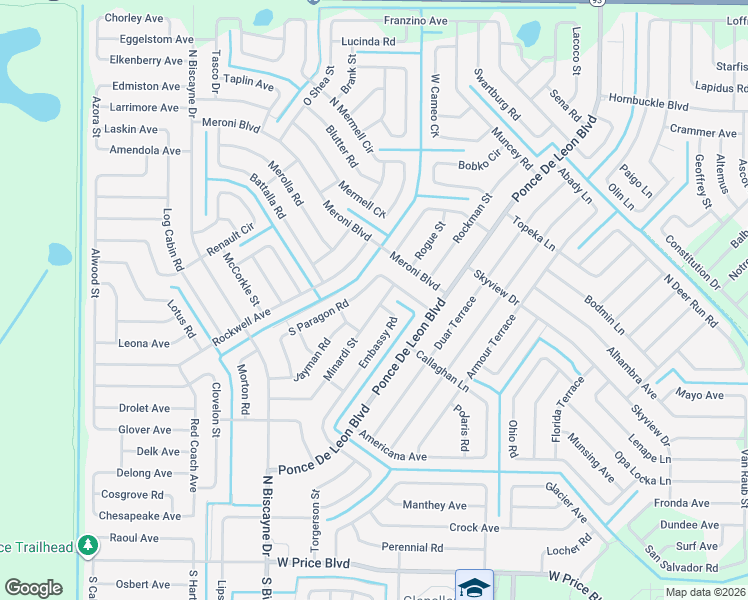 map of restaurants, bars, coffee shops, grocery stores, and more near 7349 South Paragon Road in North Port