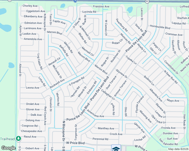 map of restaurants, bars, coffee shops, grocery stores, and more near 7349 South Paragon Road in North Port