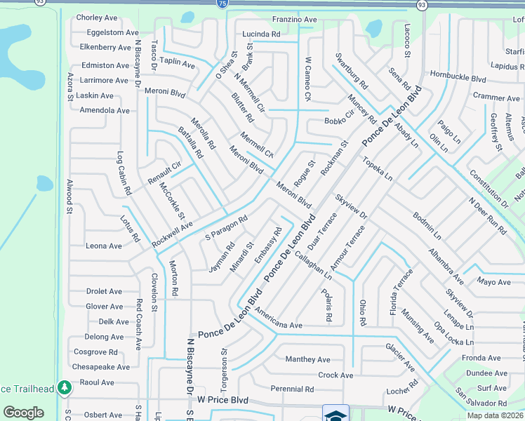 map of restaurants, bars, coffee shops, grocery stores, and more near 7349 South Paragon Road in North Port