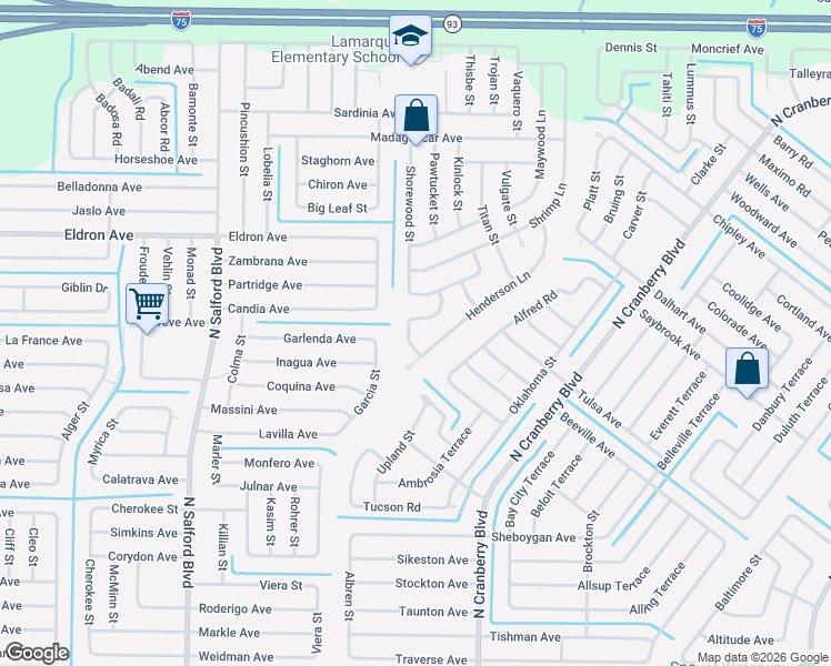 map of restaurants, bars, coffee shops, grocery stores, and more near 3586 Crandon Road in North Port