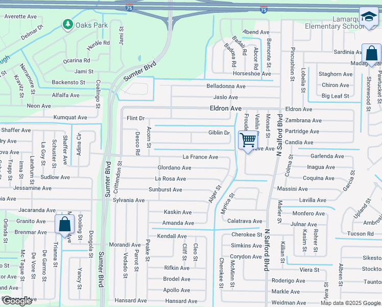 map of restaurants, bars, coffee shops, grocery stores, and more near 4378 La France Avenue in North Port