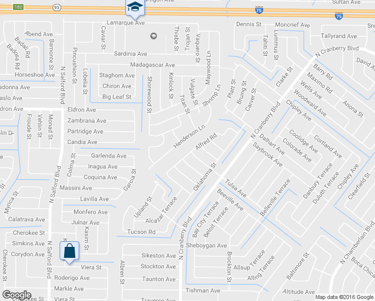 map of restaurants, bars, coffee shops, grocery stores, and more near 3573 Alfred Road in North Port
