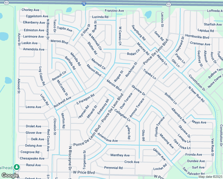 map of restaurants, bars, coffee shops, grocery stores, and more near 7140 North Paragon Road in North Port