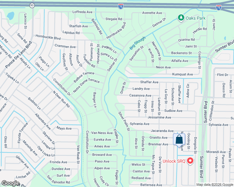 map of restaurants, bars, coffee shops, grocery stores, and more near 5951 Casanova Avenue in North Port