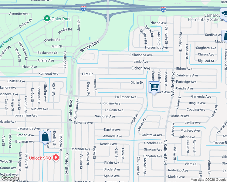 map of restaurants, bars, coffee shops, grocery stores, and more near 4462 La France Avenue in North Port