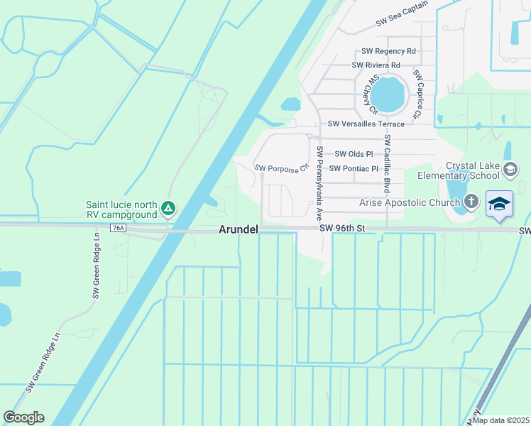 map of restaurants, bars, coffee shops, grocery stores, and more near 9550 Southwest Purple Martin Way in Stuart