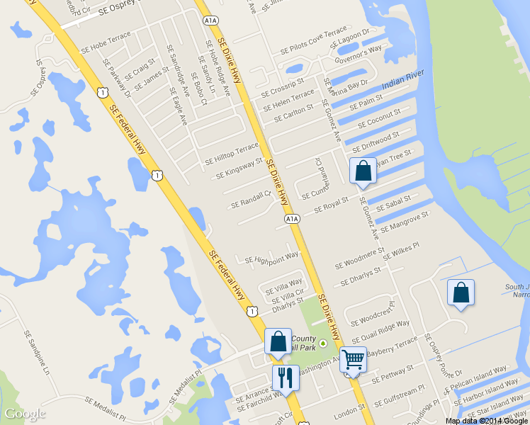 map of restaurants, bars, coffee shops, grocery stores, and more near 7933 Southeast Courtney Terrace in Hobe Sound