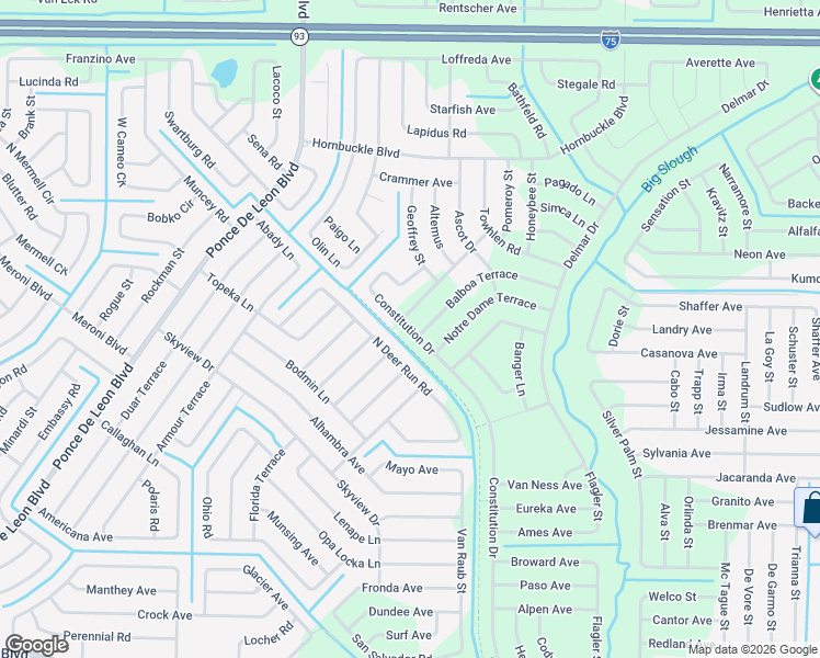 map of restaurants, bars, coffee shops, grocery stores, and more near 33 Constitution Drive in North Port