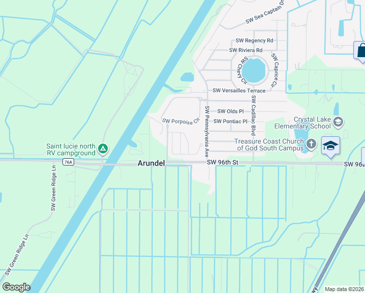 map of restaurants, bars, coffee shops, grocery stores, and more near 9503 Southwest Merlin Court in Stuart