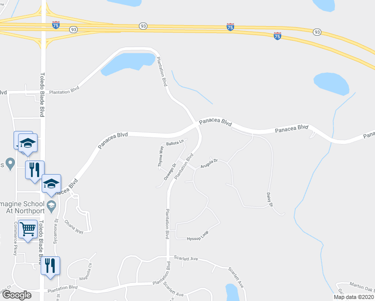 map of restaurants, bars, coffee shops, grocery stores, and more near 2610 Oswego Drive in North Port