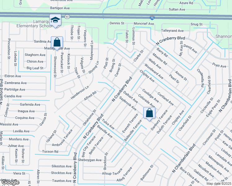 map of restaurants, bars, coffee shops, grocery stores, and more near 3905 North Cranberry Boulevard in North Port