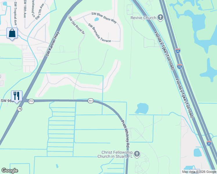 map of restaurants, bars, coffee shops, grocery stores, and more near 900 Southwest Balmoral Trce in Stuart
