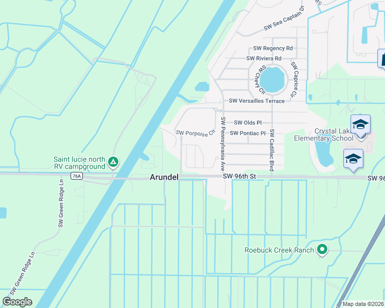 map of restaurants, bars, coffee shops, grocery stores, and more near 9461 Southwest Purple Martin Way in Stuart