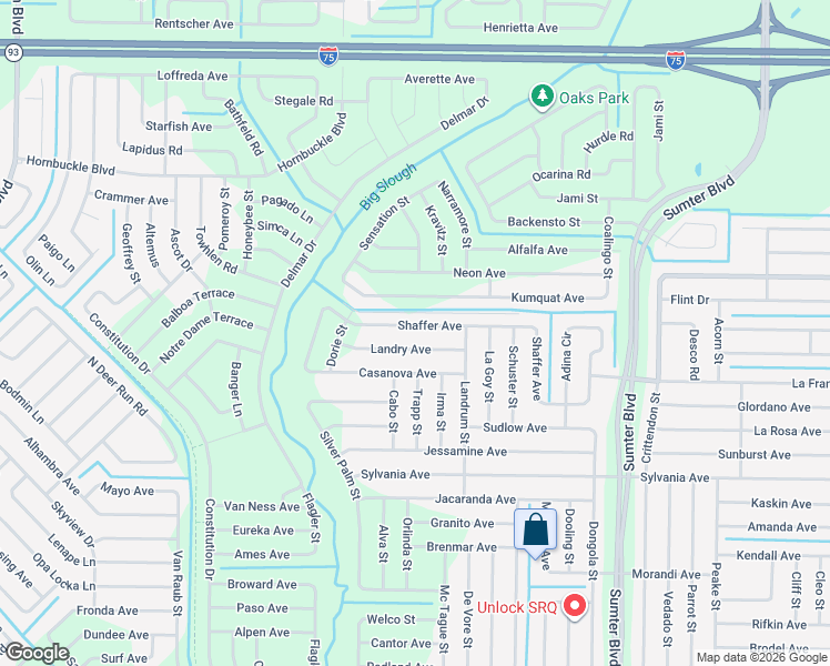 map of restaurants, bars, coffee shops, grocery stores, and more near 5661 Shaffer Avenue in North Port