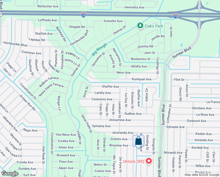 map of restaurants, bars, coffee shops, grocery stores, and more near 5661 Shaffer Avenue in North Port